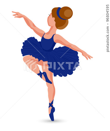 Little ballerina girl in pointe shoes dances. Lifestyle concept. Illustration, vector 96804595