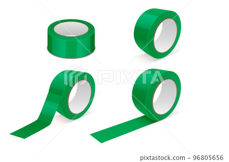 Vector 3d Realistic Glossy Green Tape Roll Icon Set, Mock-up Closeup Isolated on White Background. Design Template of Packaging Sticky Tape Roll or Adhesive Tape for Mockup. Front View Vector 3d Realistic Glossy Green Tape Roll Icon Set, Mock-up Closeup Isolated on White Background. Design Template of Packaging Sticky Tape Roll or Adhesive Tape for Mockup. Front View 96805656