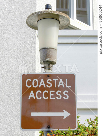 Vertical Coastal Access sign on a lamp post at La Jolla, California Vertical Coastal Access sign on a lamp post at La Jolla, California 96806244