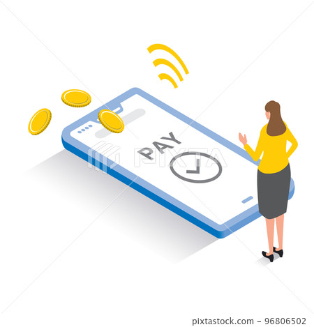 Isometric_Illustration of touch payment with smartphone 96806502