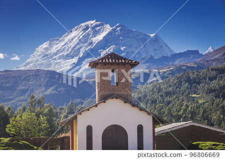 Huascaran Mountain and Yungay in Cordillera Blanca, snowcapped Andes, Ancash, Peru Huascaran Mountain and Yungay in Cordillera Blanca, snowcapped Andes, Ancash, Peru 96806669