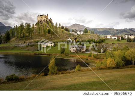Idyllic landscape of Scuol Tarasp village, Engadine, Swiss Alps, Switzerland Idyllic landscape of Scuol Tarasp village, Engadine, Swiss Alps, Switzerland 96806670