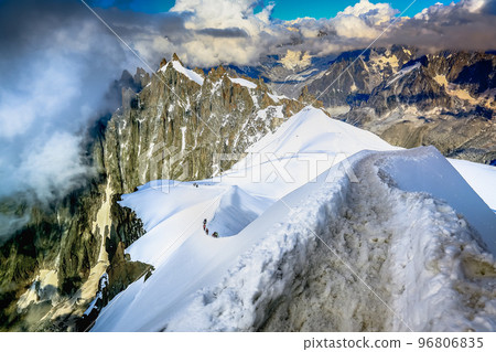 Mont Blanc massif idyllic alpine landscape at sunrise, Chamonix, French Alps Mont Blanc massif idyllic alpine landscape at sunrise, Chamonix, French Alps 96806835