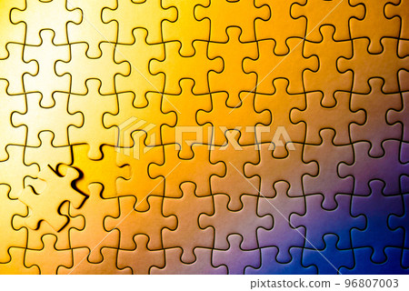 Jigsaw puzzle background texture, last piece, one remaining piece, front bird's-eye view, light and shade 96807003