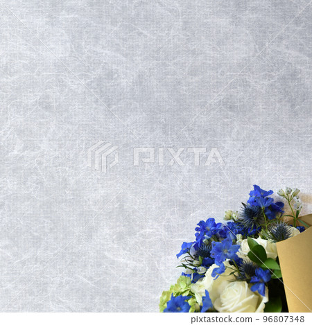 Blue & white bouquet, western style Japanese paper silver background Blue & white bouquet, western style Japanese paper silver background 96807348