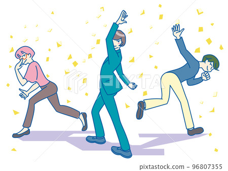 Three people trying to move towards hope 96807355