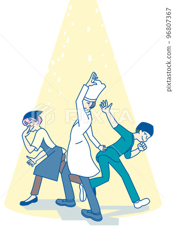 Three people trying to move towards hope 96807367