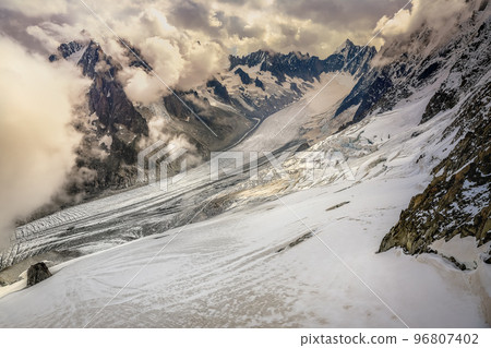 Mont Blanc massif idyllic alpine landscape countryside, Chamonix, French Alps 96807402