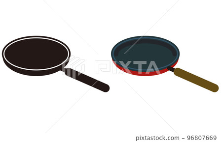 Frying pan icon illustration set 96807669
