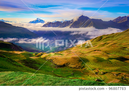 Mont Blanc massif idyllic alpine landscape countryside, Chamonix, French Alps 96807783