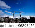 A torii gate near the summit towering above the sea of clouds 96808179