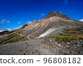 View of the mountain trail that follows the slope of the mountain 96808182