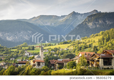 Idyllic landscape of Filisur village, Engadine, Swiss Alps, Switzerland Idyllic landscape of Filisur village, Engadine, Swiss Alps, Switzerland 96808279