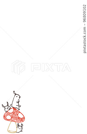 Message card with mushrooms and rabbits 96809102