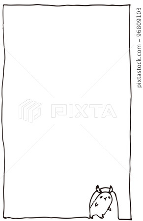 Rabbit message card coming out of a hole 96809103