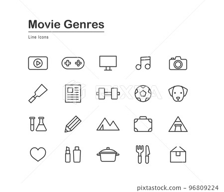 視頻流派線條圖圖標集 視頻流派線條圖圖標集 96809224