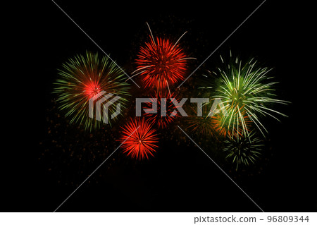 Colorful Fireworks Isolated on black sky background. Colorful Fireworks Isolated on black sky background. 96809344