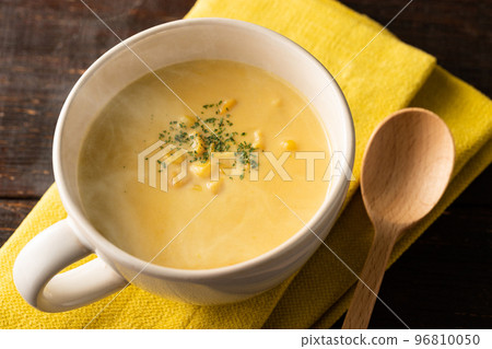 Warm corn potage soup with a gentle steam 96810050