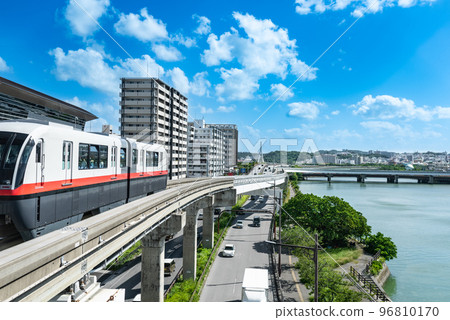 Okinawa Urban Monorail Tsubogawa Station and Kokuba River in Naha, Okinawa 96810170