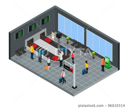 Isometric People In Airport Concept 96810314