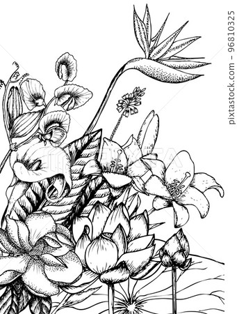 Hand Drawn Floral Natural Template 96810325