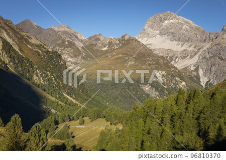 Dramatic landscape of swiss alps in upper Engadine, Graubunden, Switzerland 96810370