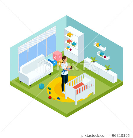 Isometric Colorful Children Care Template 96810395