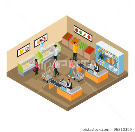 Isometric Grocery Shop Concept Isometric Grocery Shop Concept 96810399