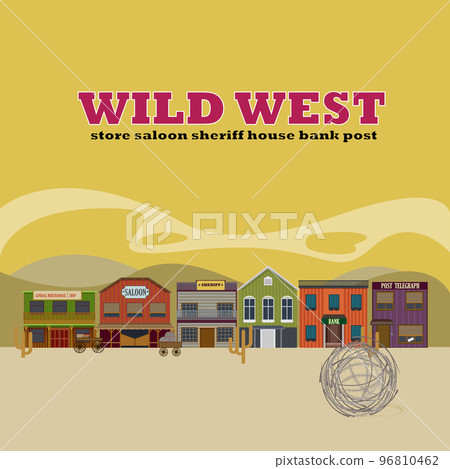 Flat Wild West Street Scenery Background 96810462
