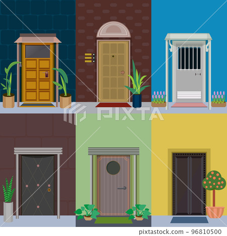Flat Building Exterior Elements Set Flat Building Exterior Elements Set 96810500