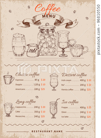 Coffee Hand Drawn Restaurant Menu 96810550