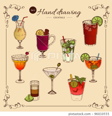 Alcoholic Drinks Colored Collection 96810555
