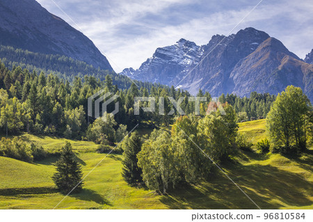 Dramatic landscape of swiss alps in upper Engadine, Graubunden, Switzerland Dramatic landscape of swiss alps in upper Engadine, Graubunden, Switzerland 96810584