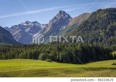 Dramatic landscape of swiss alps in upper Engadine, Graubunden, Switzerland Dramatic landscape of swiss alps in upper Engadine, Graubunden, Switzerland 96810629