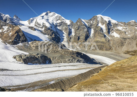 Bernina and Palu mountain range with glaciers in the Alps, Engadine, Switzerland 96810855