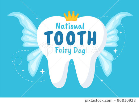 National Tooth Fairy Day with Little Girl to Help Kids for Dental Treatment Fit as a Poster in Flat Cartoon Hand Drawn Template Illustration 96810928