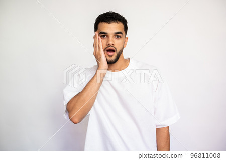Portrait of shocked young man Portrait of shocked young man 96811008