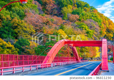 Autumn leaves of Takatsuto Gorge - Stock Photo [96811230