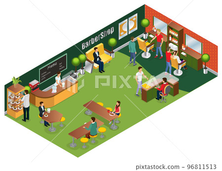 Isometric Barber Salon Concept Isometric Barber Salon Concept 96811513