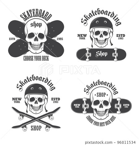 Set of skateboarding emblems, labels and designed elements. Set Set of skateboarding emblems, labels and designed elements. Set 96811534