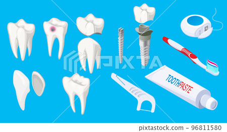 Isometric Dental Elements Set Isometric Dental Elements Set 96811580