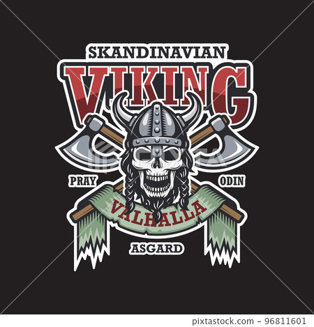 Viking emblem on dark background 96811601