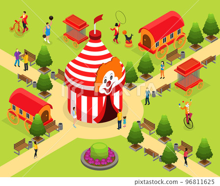 Isometric Carnival Circus Template Isometric Carnival Circus Template 96811625