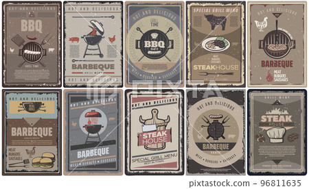 Vintage Colored Barbecue Brochures Collection 96811635