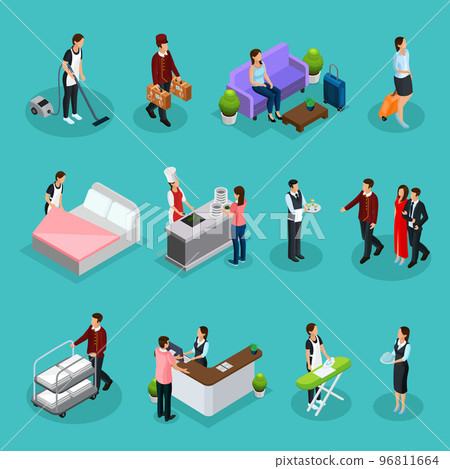 Isometric Hotel Services Set 96811664