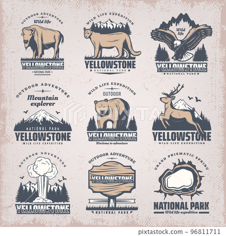 Vintage Colored National Park Emblems Set Vintage Colored National Park Emblems Set 96811711