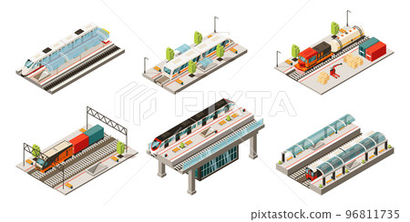Isometric Modern Railway Transport Collection 96811735