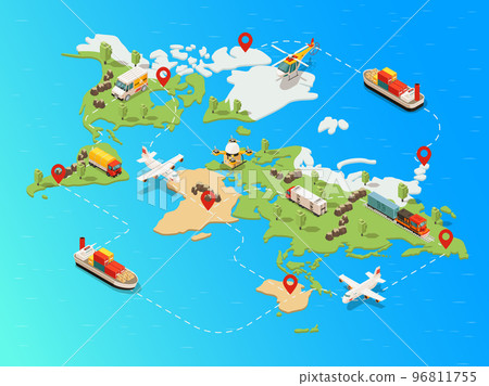 Isometric Global Logistic Network Template Isometric Global Logistic Network Template 96811755