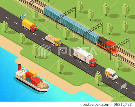 Isometric Logistic Transportation Concept Isometric Logistic Transportation Concept 96811758