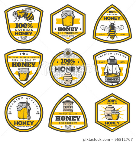 Vintage Yellow Honey Emblems Set 96811767